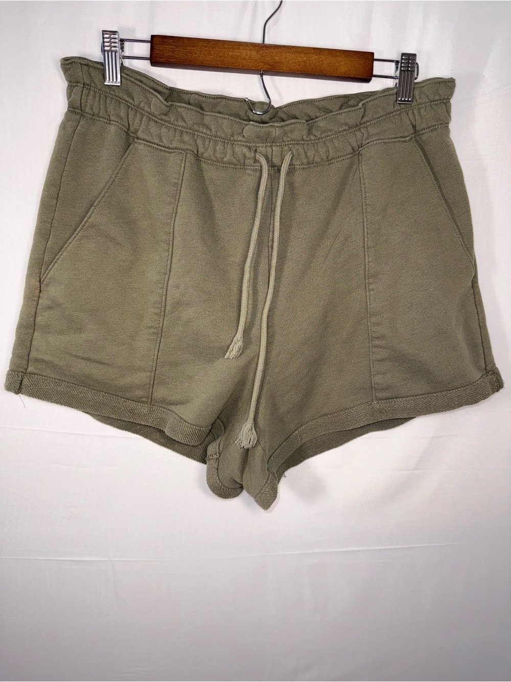 Abercrombie & Fitch Women Olive Green Lounge Drawstring Summer Shorts Size XL